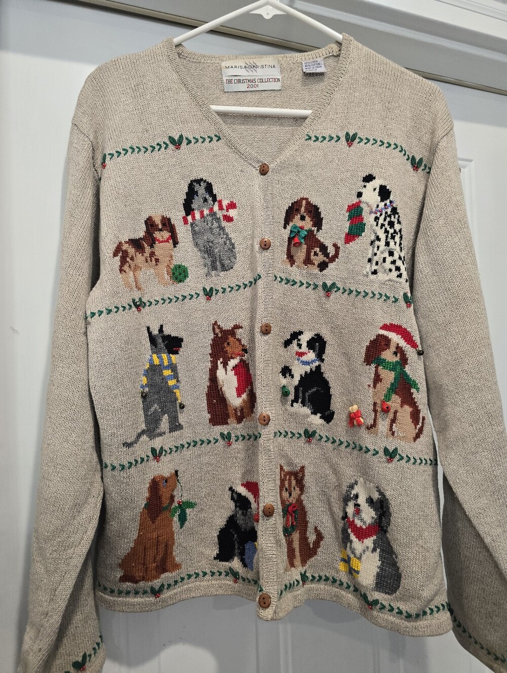 Marisa Christina Dog Theme Christmas Cardigan XL